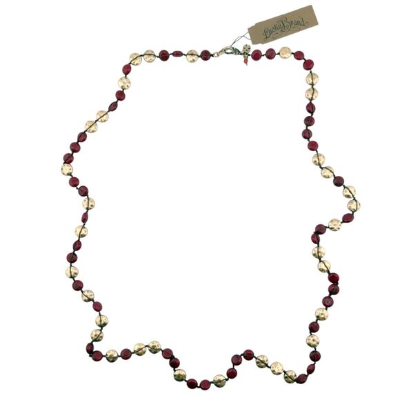 LUCKY BRAND Red Mineral Stone and Gold Plated Beaded Layering Necklace 33.5" NEW - Picture 2 of 2
